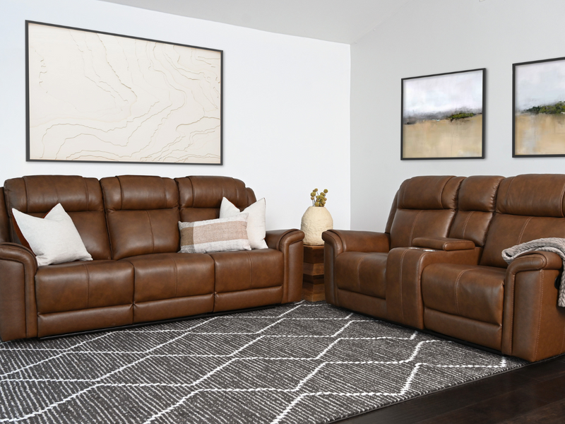 Leather Manual Reclining Sofa