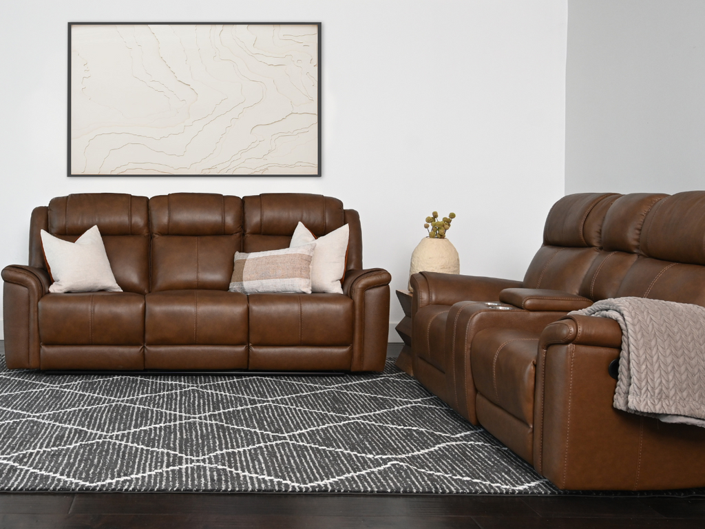 Leather Manual Reclining Sofa