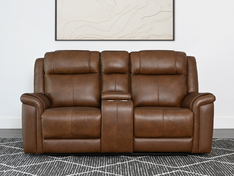 Gilmore 2-pc Leather Manual Reclining Sofa and Loveseat, Brown