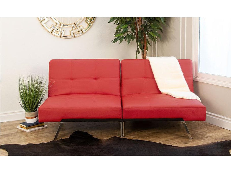 Aspen Leather Convertible Sofa, Red Default Title
