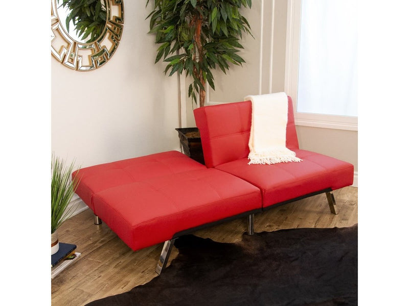 Aspen Leather Convertible Sofa, Red Default Title