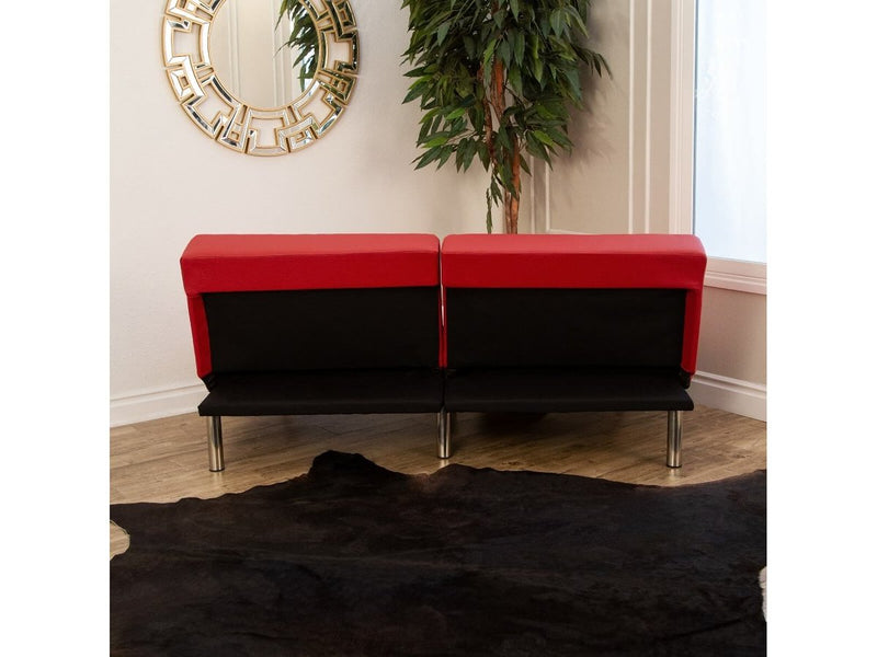 Aspen Leather Convertible Sofa, Red Default Title