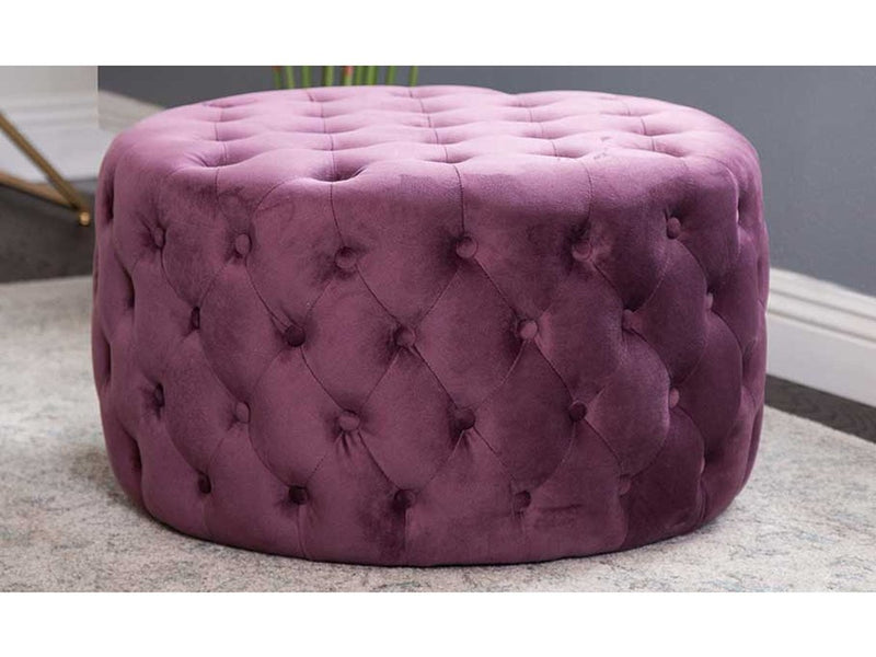 Ella Tufted Velvet Ottoman, Purple Default Title