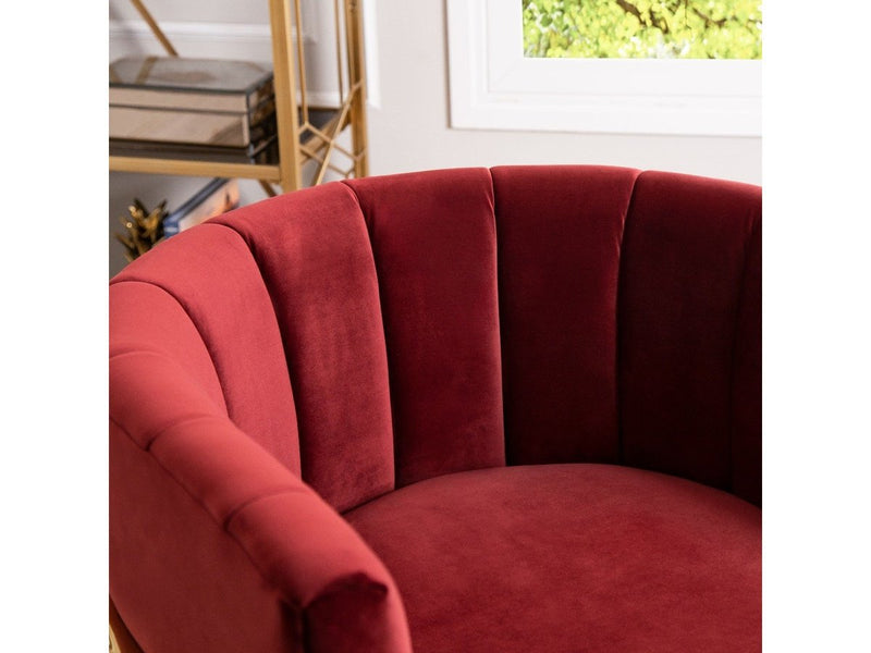 Celine Velvet Accent Chair, Burgundy Default Title