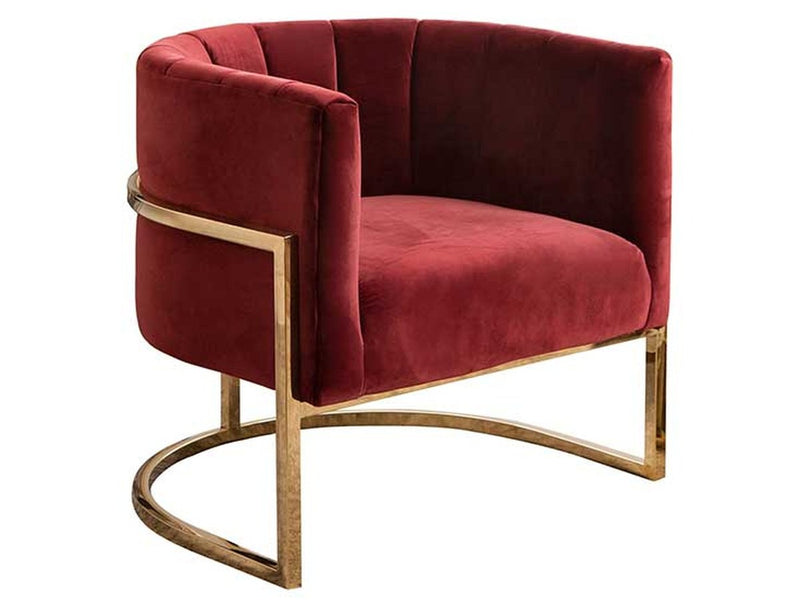 Celine Velvet Accent Chair, Burgundy Default Title