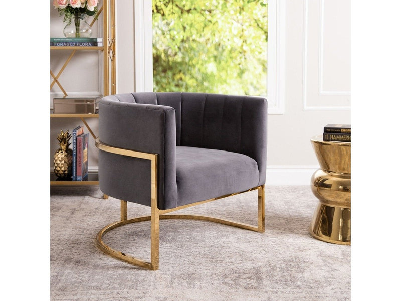 Celine Velvet Accent Chair, Grey Default Title