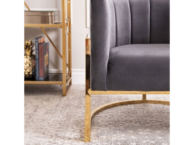 Celine Velvet Accent Chair, Grey Default Title