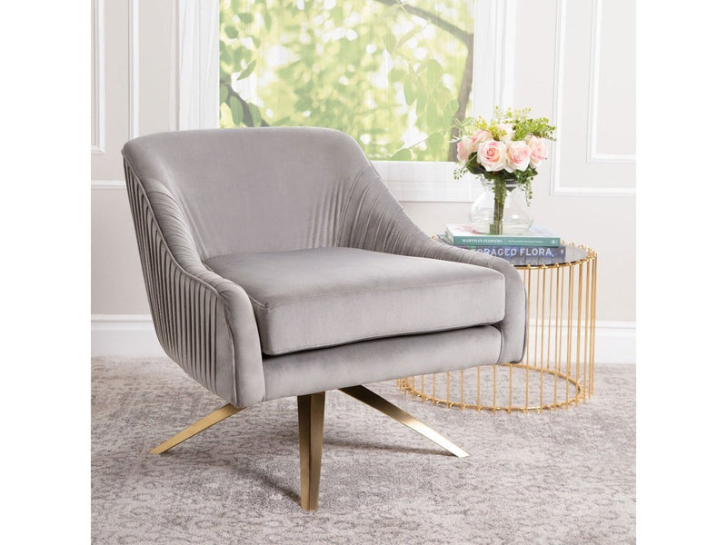 Giana Velvet Swivel Chair, Grey Default Title