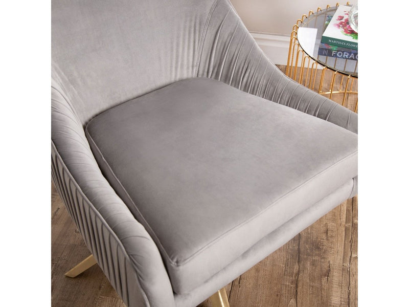Giana Velvet Swivel Chair, Grey Default Title