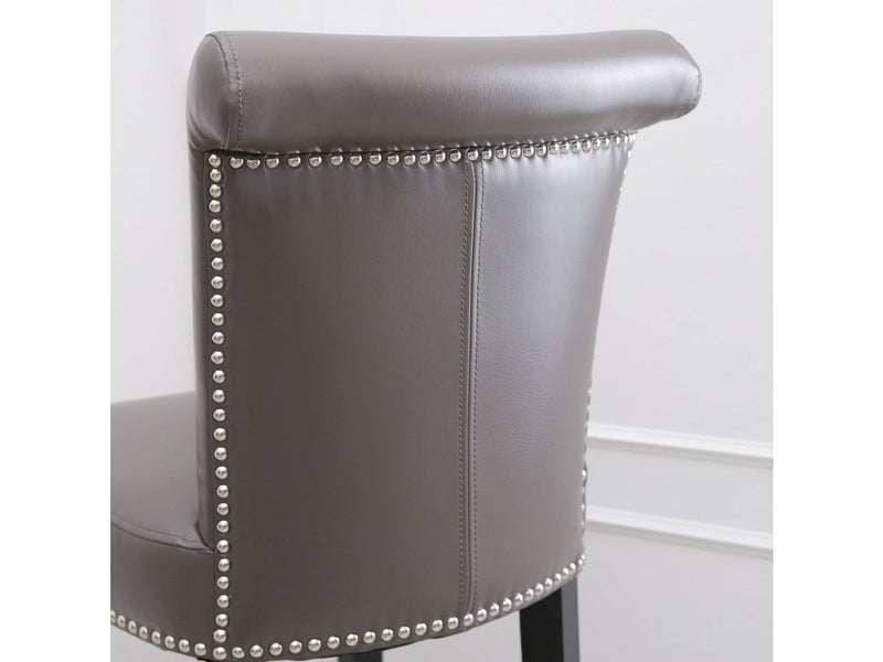 Century Grey Leather Bar Dining Chair Default Title