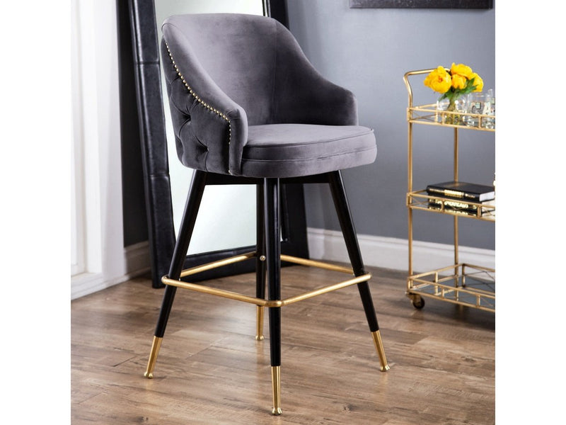 Eva Tufted Back Bar Dining Chair, Grey Default Title