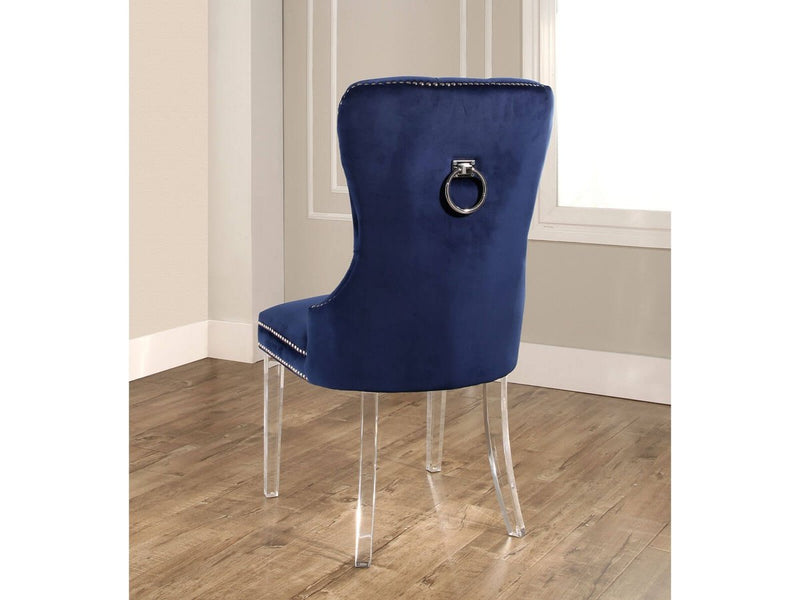 Villette Velvet Dining Chair, Navy Default Title