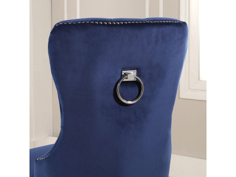 Villette Velvet Dining Chair, Navy Default Title