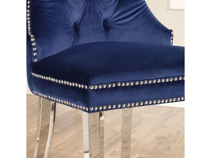 Villette Velvet Dining Chair, Navy Default Title
