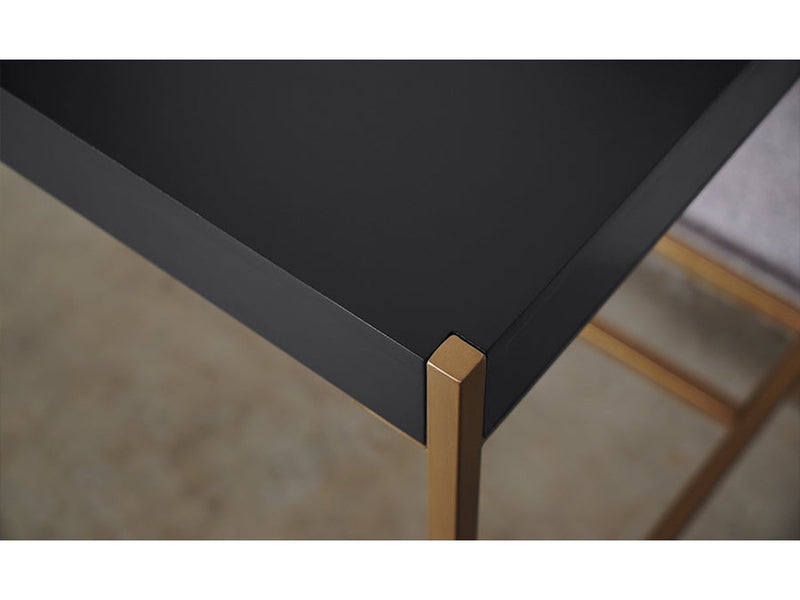 Blair 47 in. Wood Writing Desk, Black w/ Gold