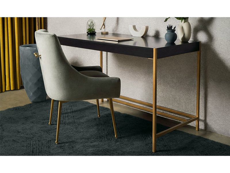 Blair 47 in. Wood Writing Desk, Black w/ Gold