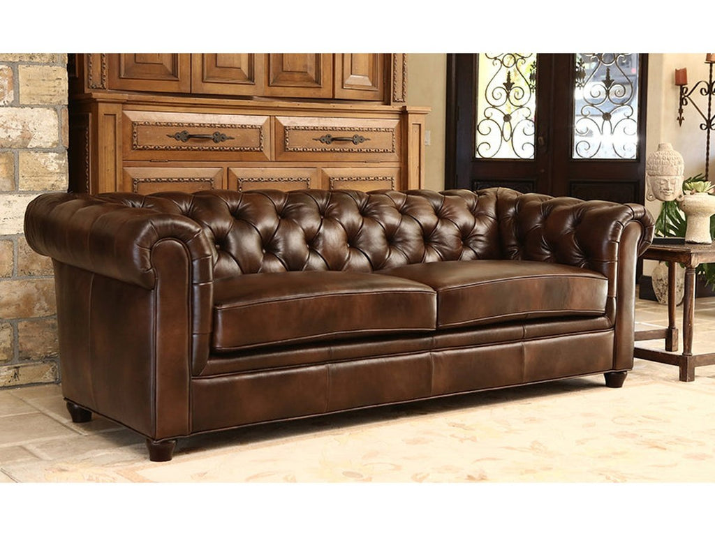 Tuscan Tufted Leather Sofa