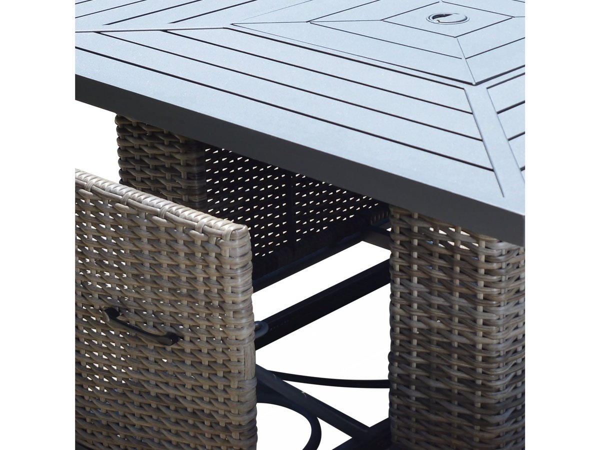 Corbin Fire Table, Beige Fabric, Beige Frame and Charcoal Top