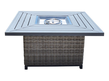 Corbin Fire Table, Beige Fabric, Beige Frame and Charcoal Top