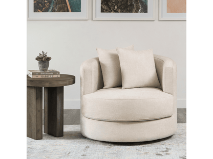 Elliot Fabric Swivel Chair - Beige