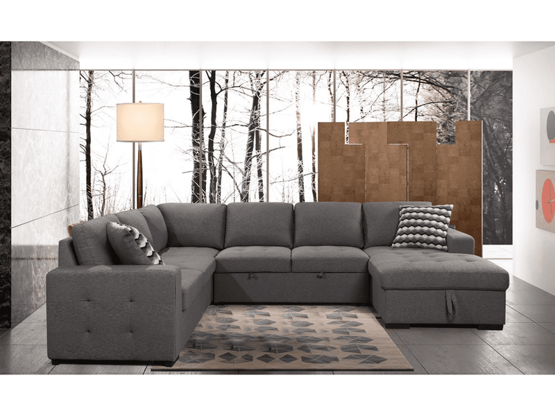 Jameson 6-pc Fabric Storage Sectional with Pullout Bed