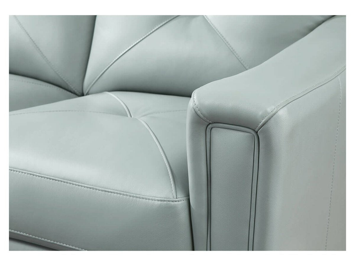 Atmore top grain leather sofa light blue discount