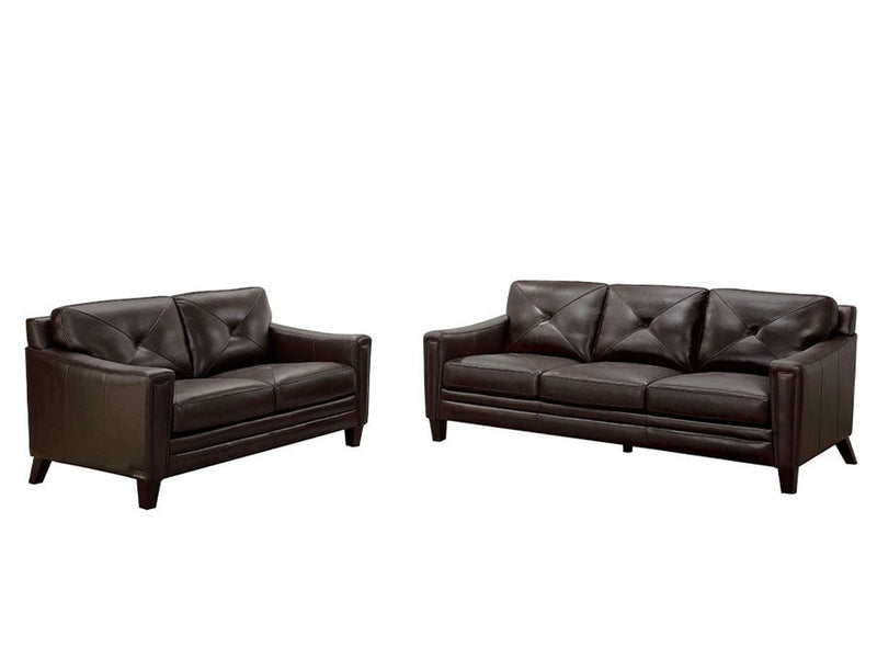 Atmore 2-piece Leather Sofa & Loveseat Set, Brown Default Title