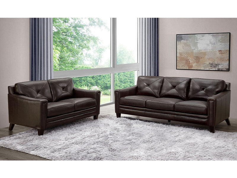 Atmore 2-piece Leather Sofa & Loveseat Set, Brown Default Title