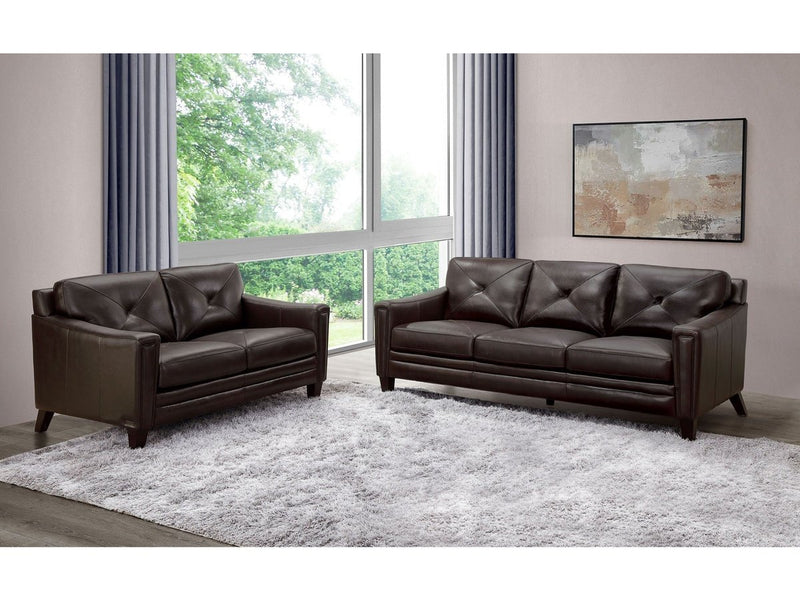 Atmore 2-piece Leather Sofa & Loveseat Set, Brown Default Title