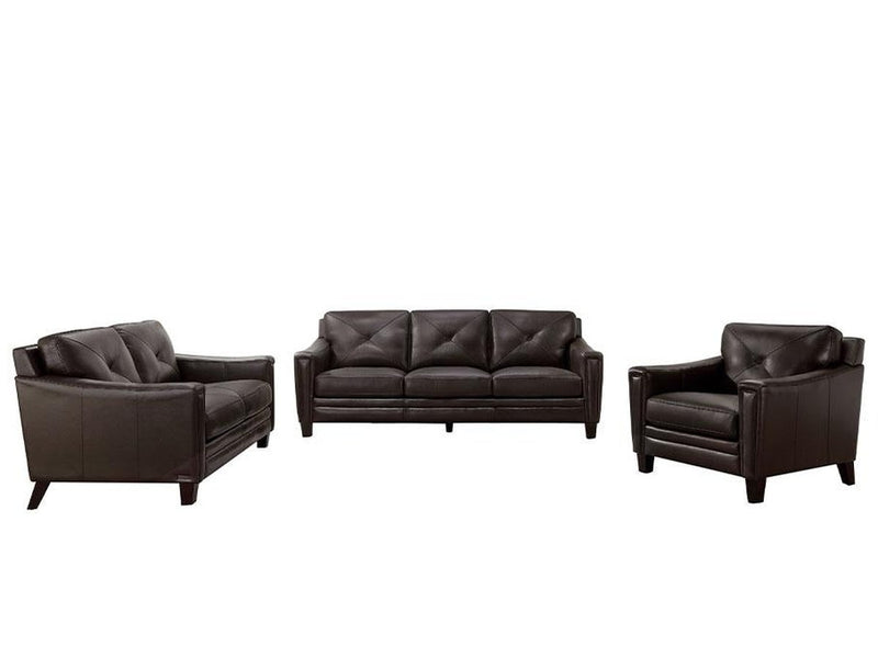 Atmore 3-piece Leather Sofa, Loveseat, & Chair Set, Brown Default Title
