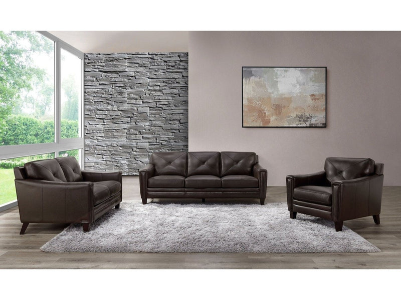 Atmore 3-piece Leather Sofa, Loveseat, & Chair Set, Brown Default Title