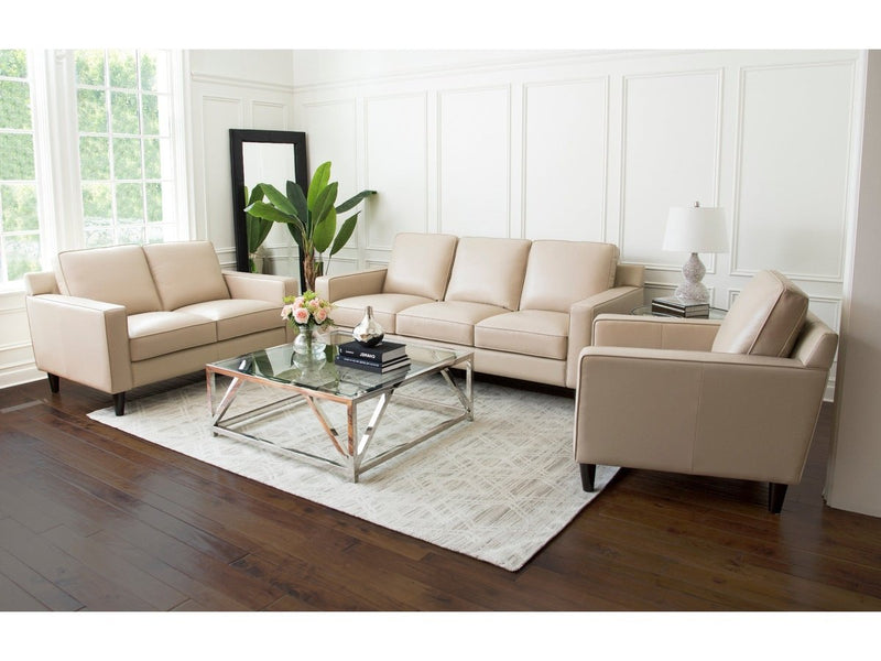 Milton Leather Loveseat, Cream Default Title