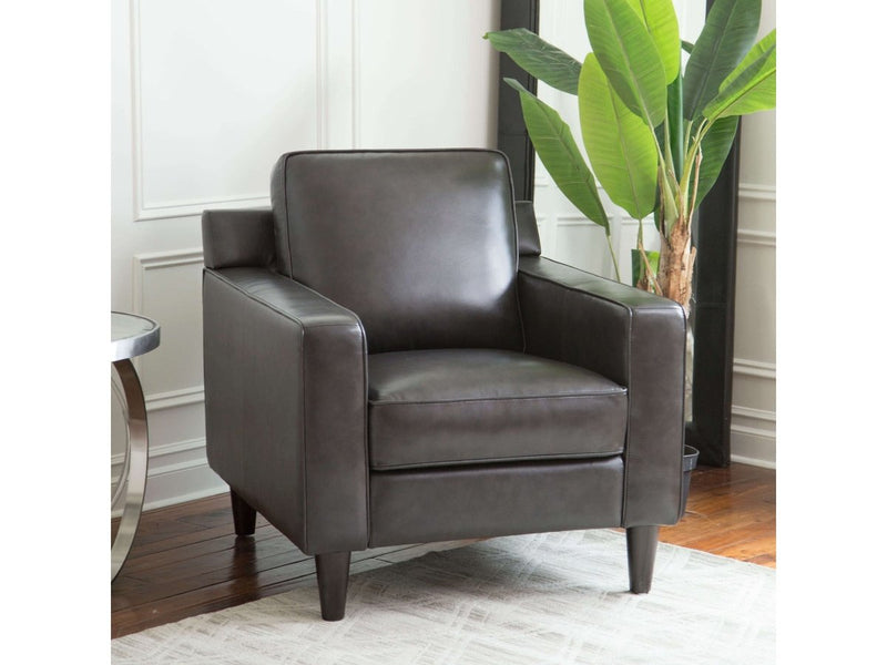 Milton Leather Armchair, Steel Grey Default Title