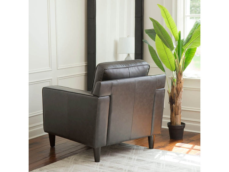 Milton Leather Armchair, Steel Grey Default Title