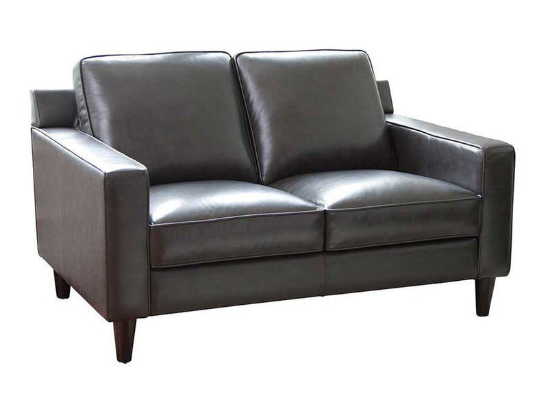 Milton Leather Loveseat, Steel Grey Default Title