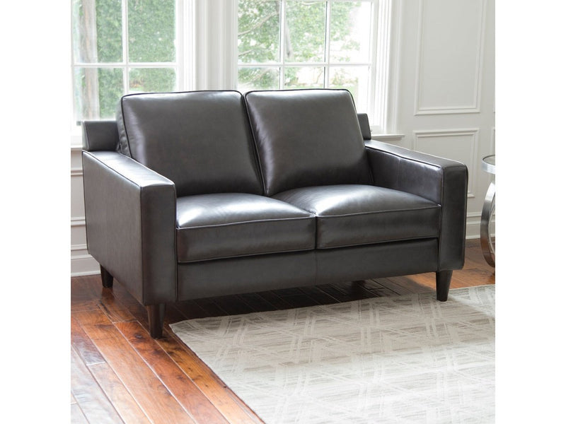 Milton Leather Loveseat, Steel Grey Default Title