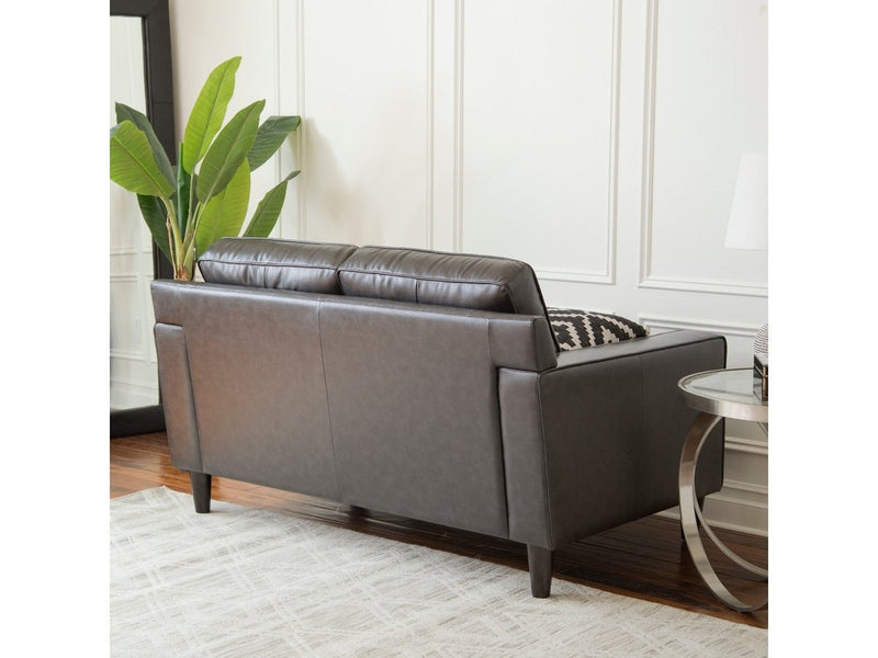 Milton Leather Loveseat, Steel Grey Default Title
