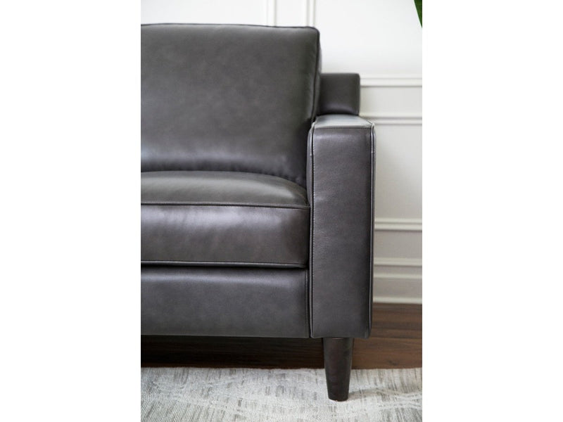 Milton Leather Loveseat, Steel Grey Default Title