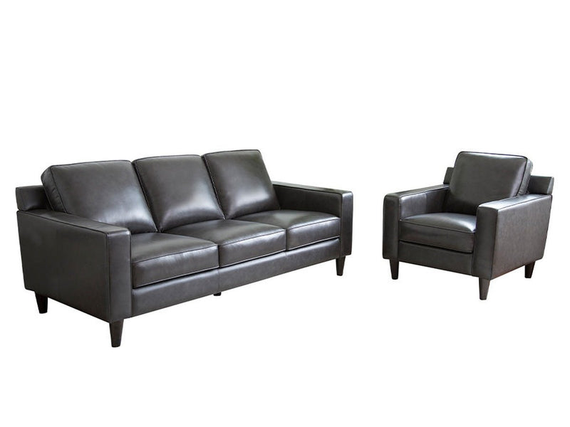 Milton Leather Sofa and Armchair Set, Steel Grey Default Title