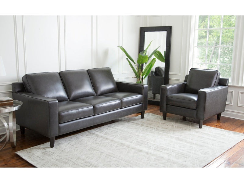 Milton Leather Sofa and Armchair Set, Steel Grey Default Title