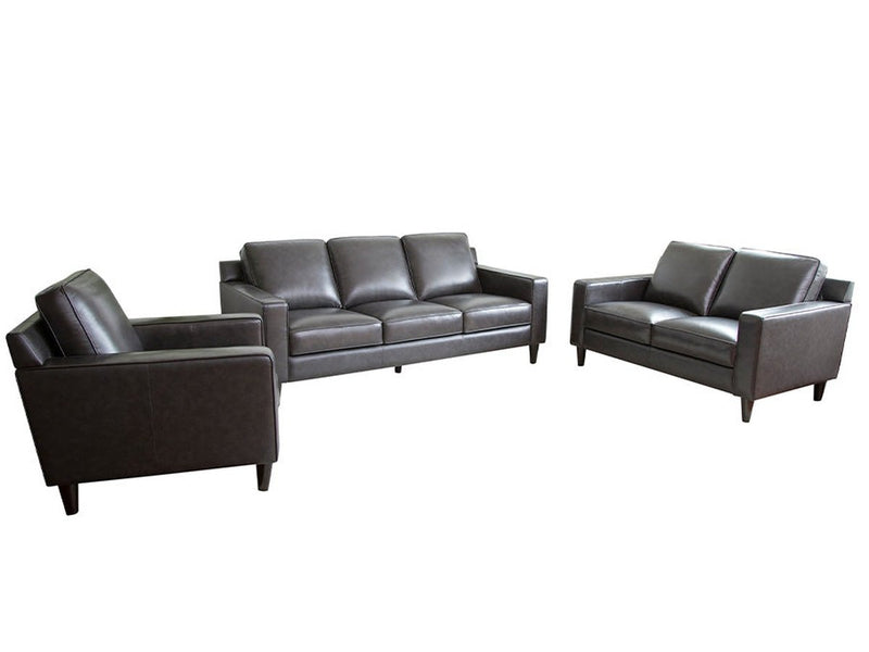 Milton 3-piece Leather Sofa Set, Steel Grey Default Title