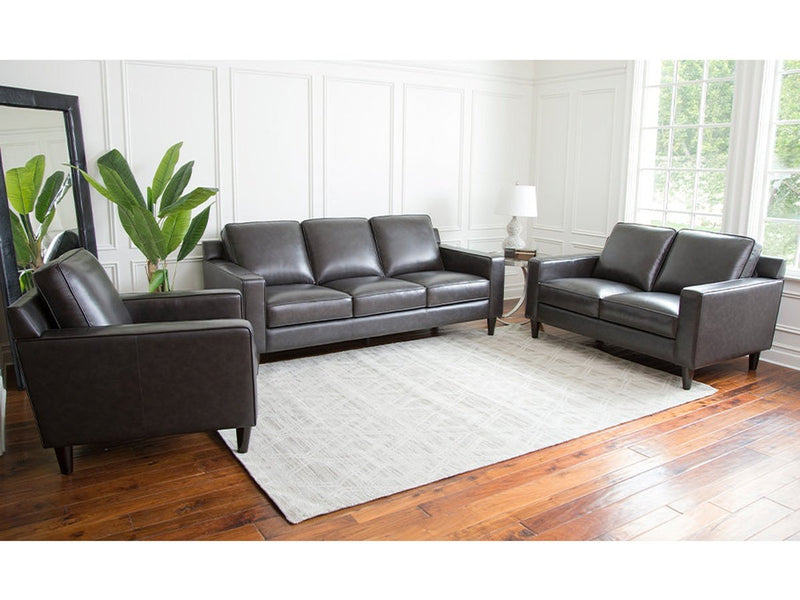 Milton 3-piece Leather Sofa Set, Steel Grey Default Title