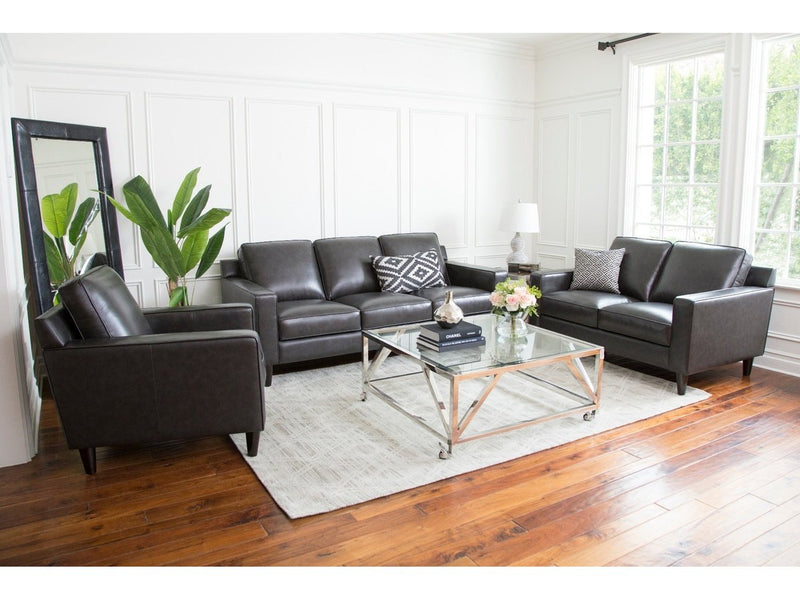 Milton 3-piece Leather Sofa Set, Steel Grey Default Title