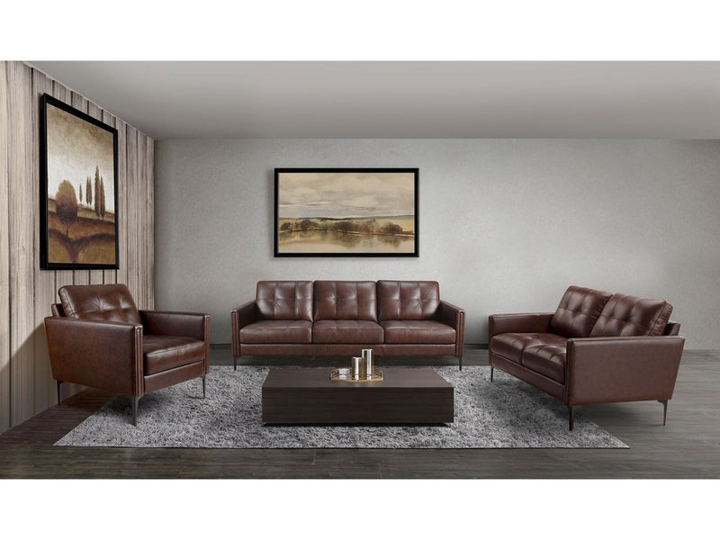 Torrington Leather Loveseat, Brown Default Title
