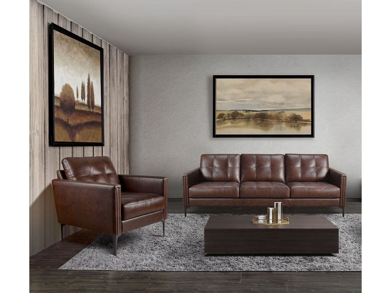 Torrington 2-piece Leather Sofa and Chair Set, Brown Default Title