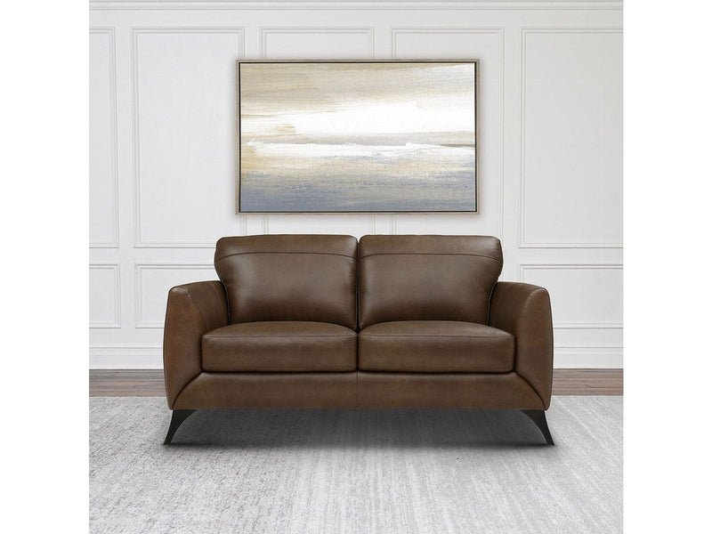 Brisbaine Leather Loveseat, Brown Default Title