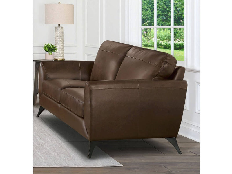 Brisbaine Leather Loveseat, Brown Default Title