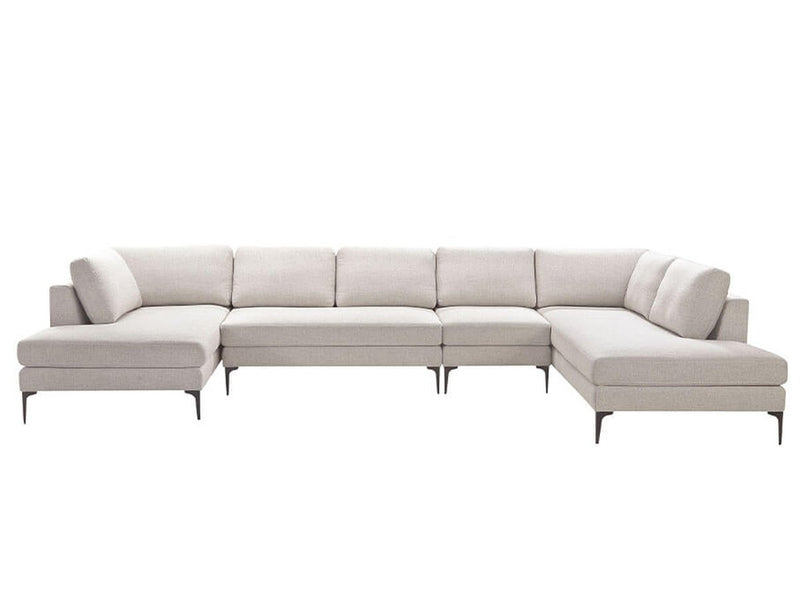 Lavina 4-piece Fabric Double Chaise Sectional, Cream Default Title