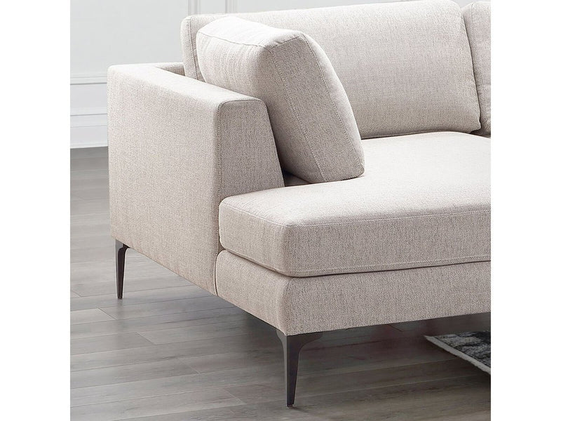 Lavina 4-piece Fabric Double Chaise Sectional, Cream Default Title