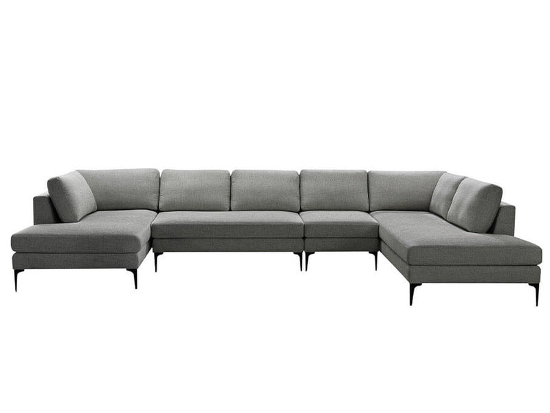 Lavina 4-piece Fabric Double Chaise Sectional, Grey Default Title